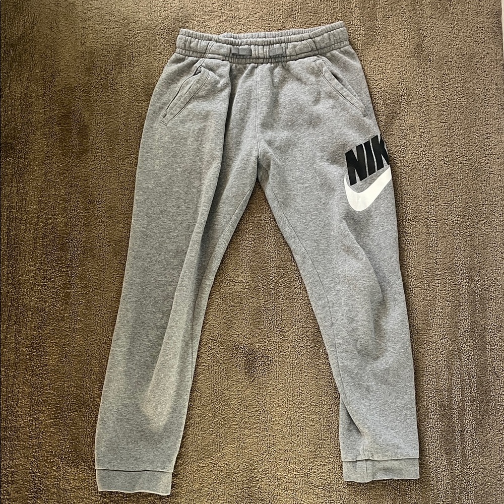 Nike Heather Gray Joggers with Black Logo
